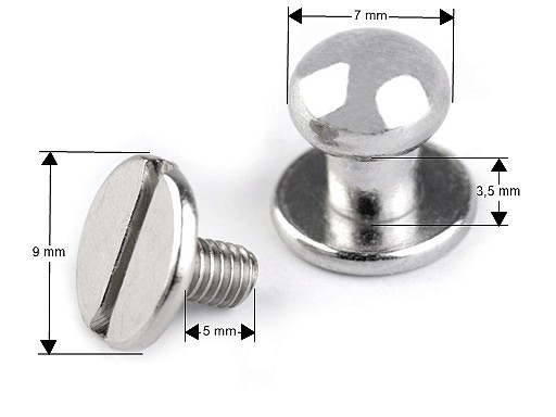 Sedlársky nít šrubovací Ø7 mm - Čierny nikel