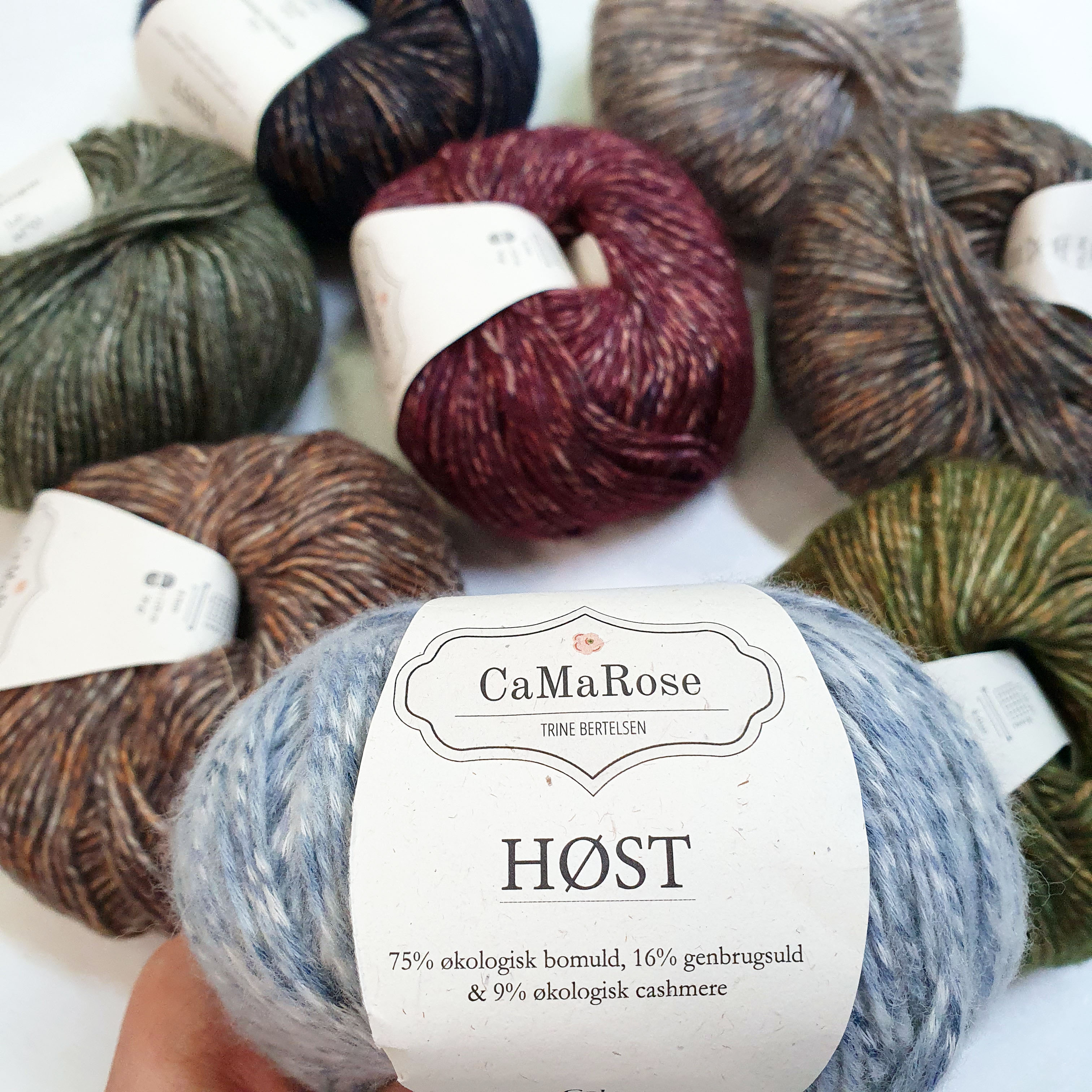 Iba 5ks! HØST 8210 MOSGRØN - žlto zelená striekaná vlna z bavlny, kašmíru a recyklovanej vlny - iba 5ks