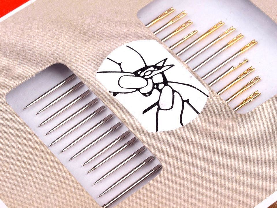 John James - obojstranné ihly na vyšívanie s uchom v strede - jedna veľkosť - 22 / 1 plátok - 3ks ihiel