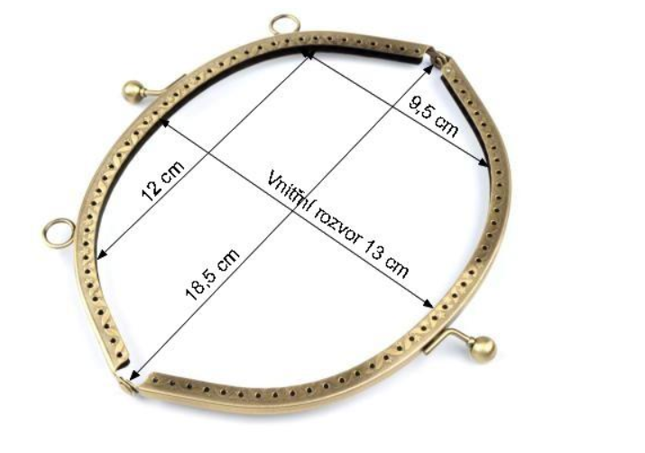 Rámček na výrobu kabelky našívací 19 x 14,5cm čierny nikel