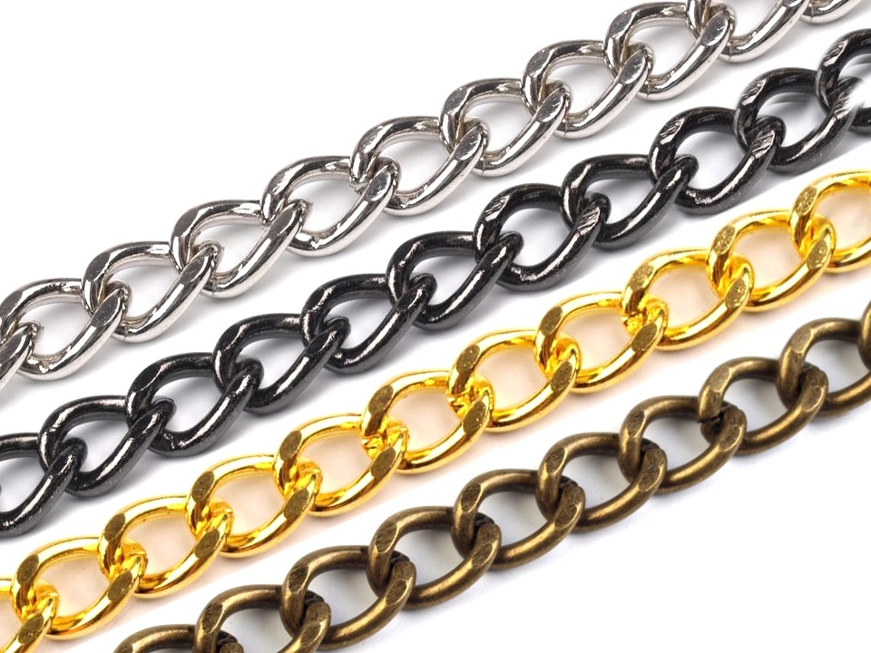 120 cm retiazka - BEZ karabín - čierno strieborná kovová retiazka na kabelky