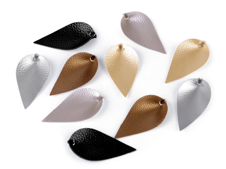 Mentolovo zelený list / kvapka z eko kože s krúžkom 3,4 x 6,2 cm / KUS