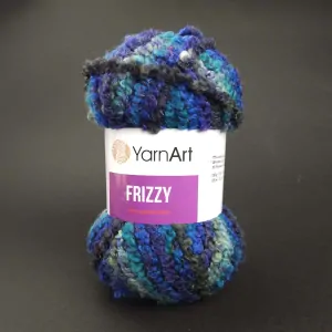 Frizzy 418 - modro zelenkavý melír "boucle" efektná zimná hrubá vlna
