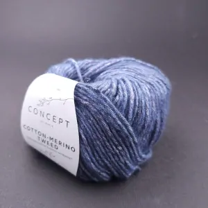 iba 4ks! Cotton Merino Tweed 508 - tmavo modrá striekaná vlna