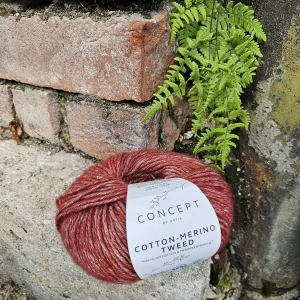 Cotton Merino Tweed 500 - tehlovo červená striekaná vlna