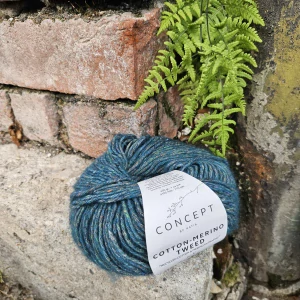 Cotton Merino Tweed 504 - petrolejovo modrá striekaná vlna