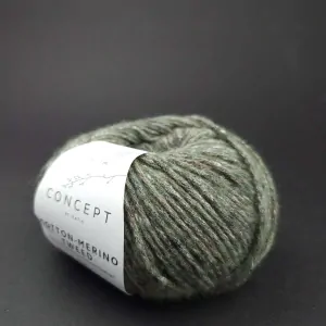 Cotton Merino Tweed 511 - vintage zelená striekaná vlna