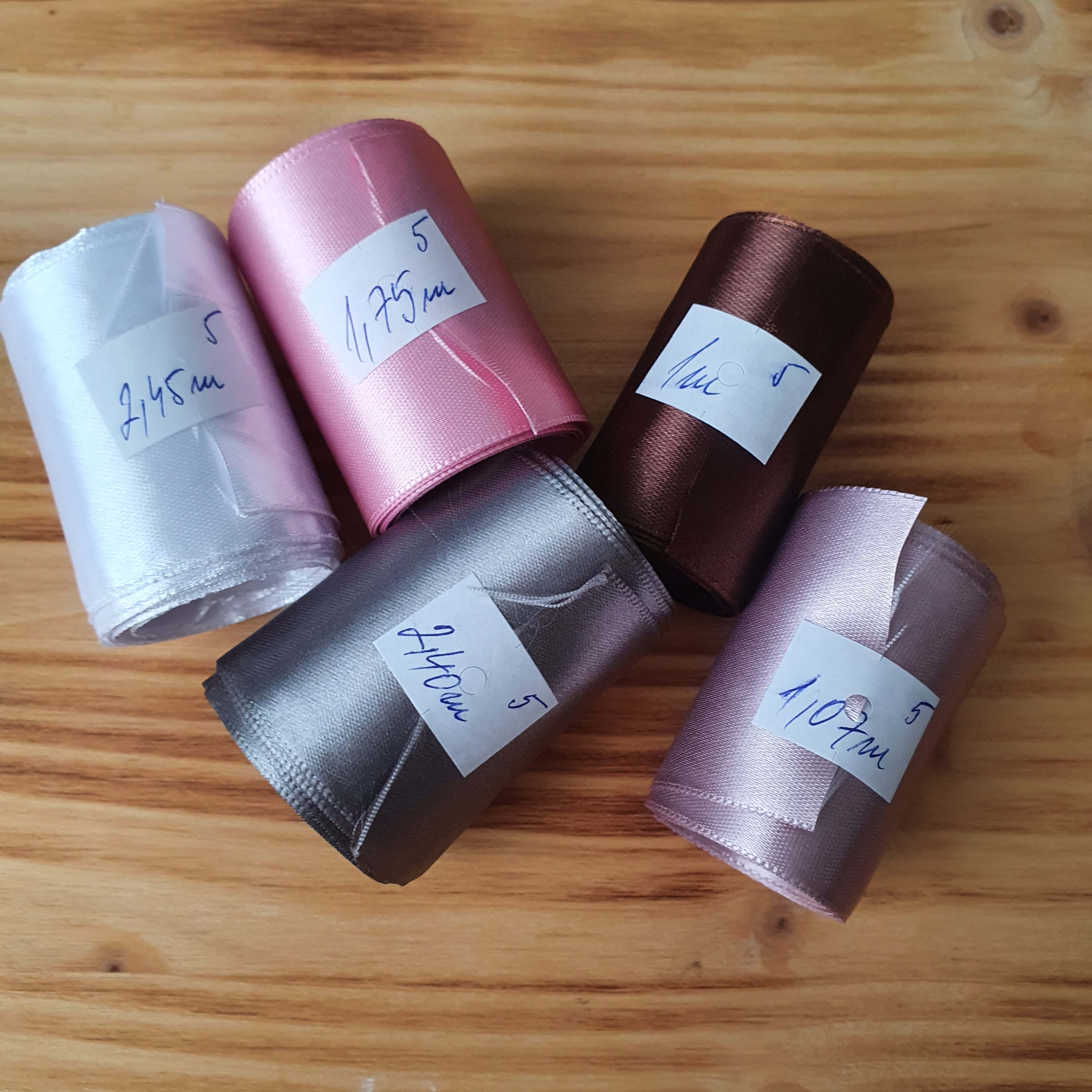 MIX 3 - saténové stuhy - 5ks x 5cm široké - IBA TENTO 1 BALÍČEK