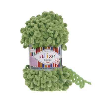 Puffy Fine 485 - Zelená mäkká vlna s očkami