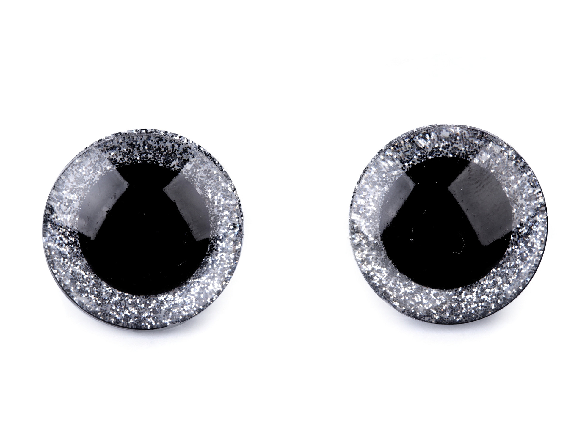 Ø 25mm strieborne glitrové bezpečnostné oči na hračky / pár