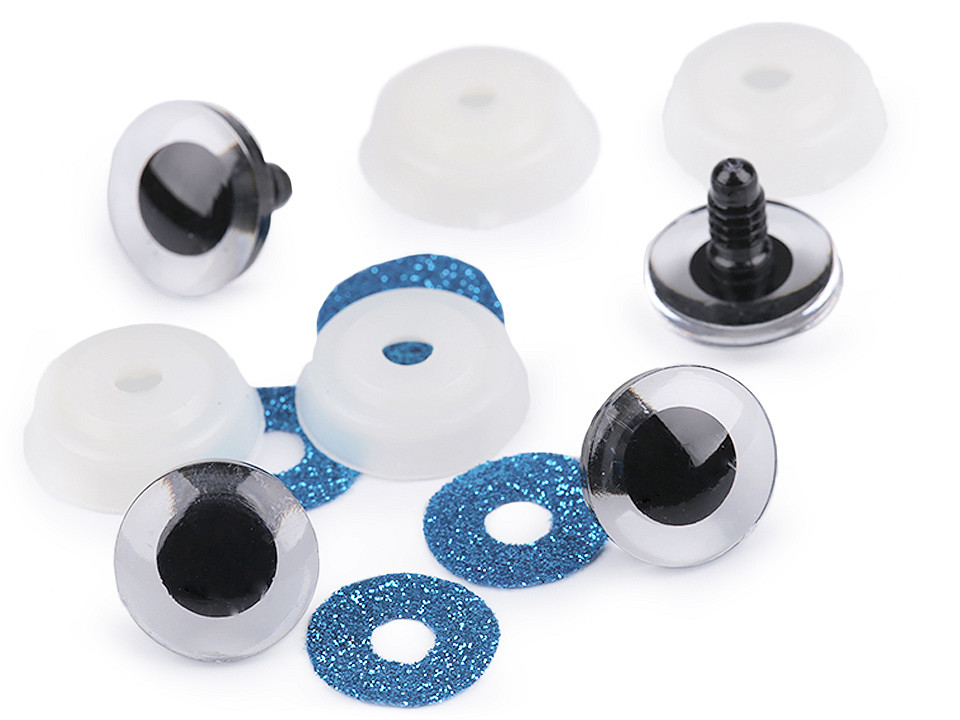 Ø 20mm modre glitrové bezpečnostné oči na hračky / pár