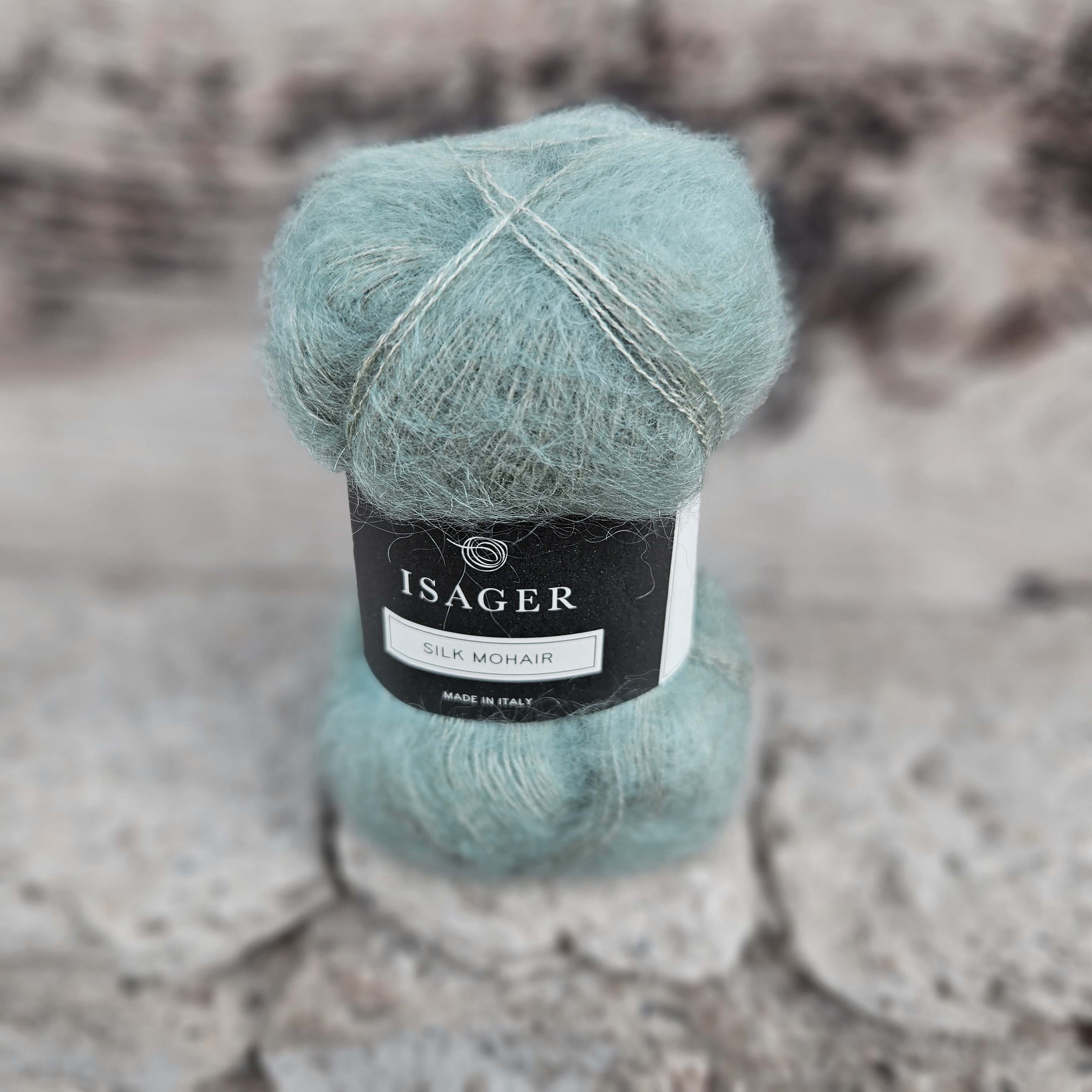iba 3ks! Silk Mohair 67 - stredne vintage zelenkavá tenká vlna z kid mohéru a hodvábu