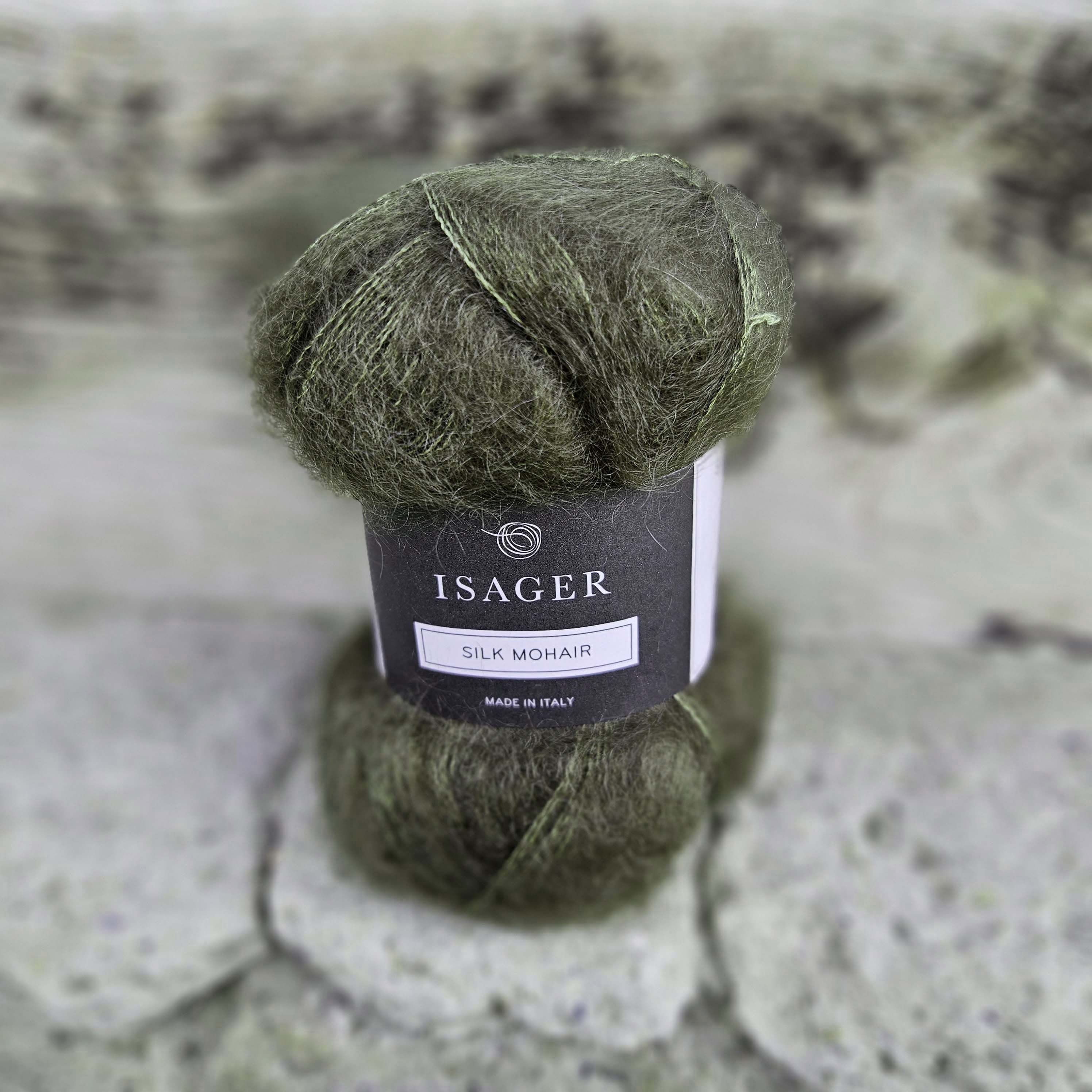 Silk Mohair 68 - olivovo zelená tenká vlna z kid mohéru a hodvábu