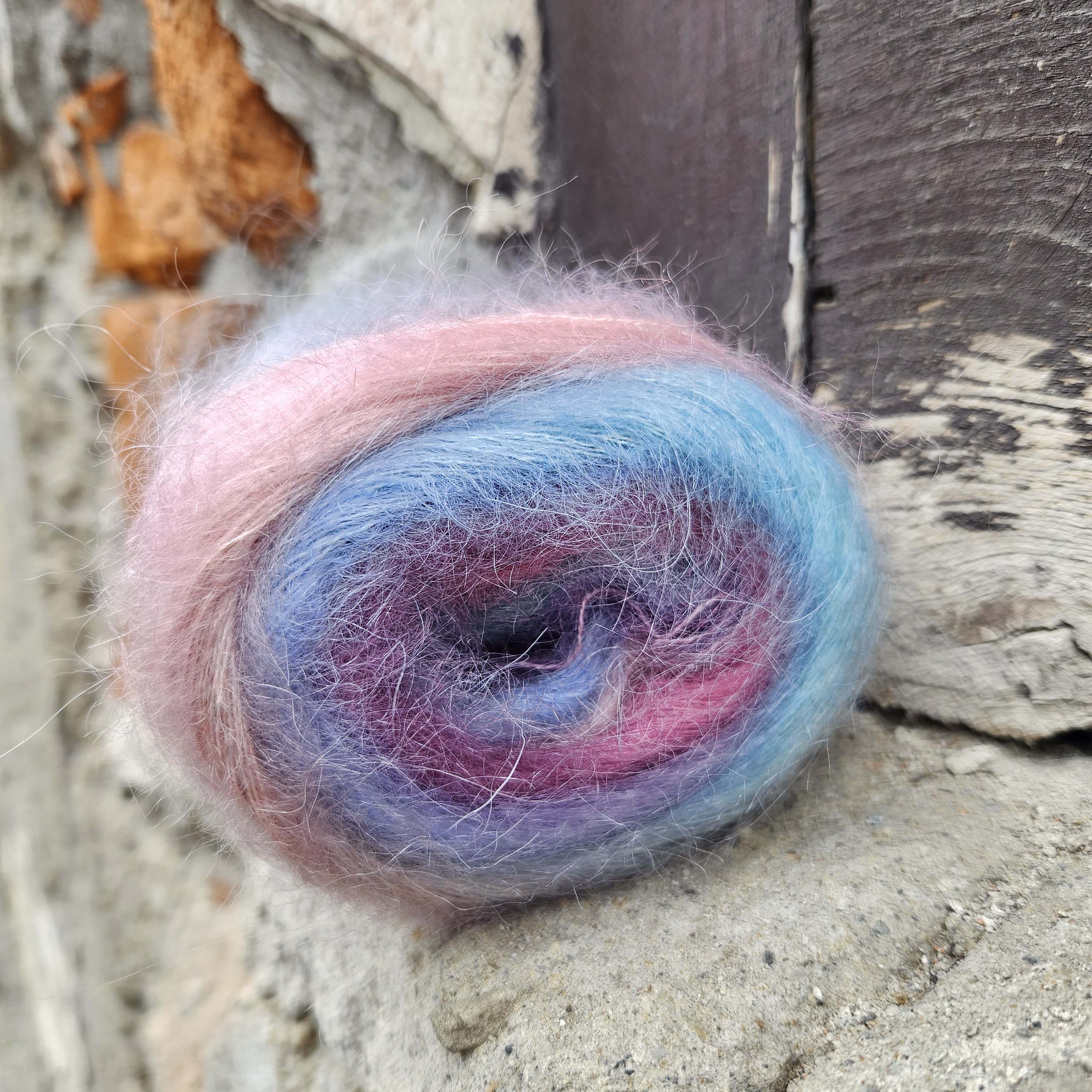 002 Super Kid Mohair ♥ Silk Print "Air" - tenká dúhová mohérová vlna s hodvábom