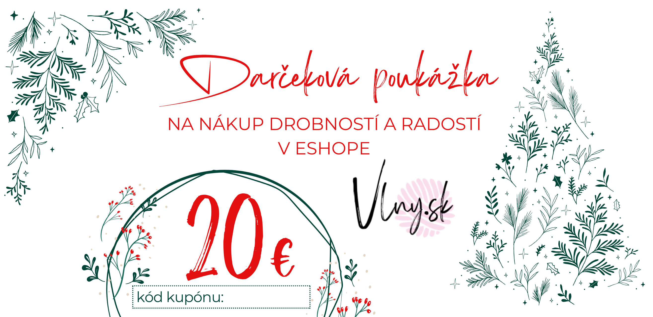 Elektronická darčeková poukážka v hodnote 20€ - vianočný dizajn
