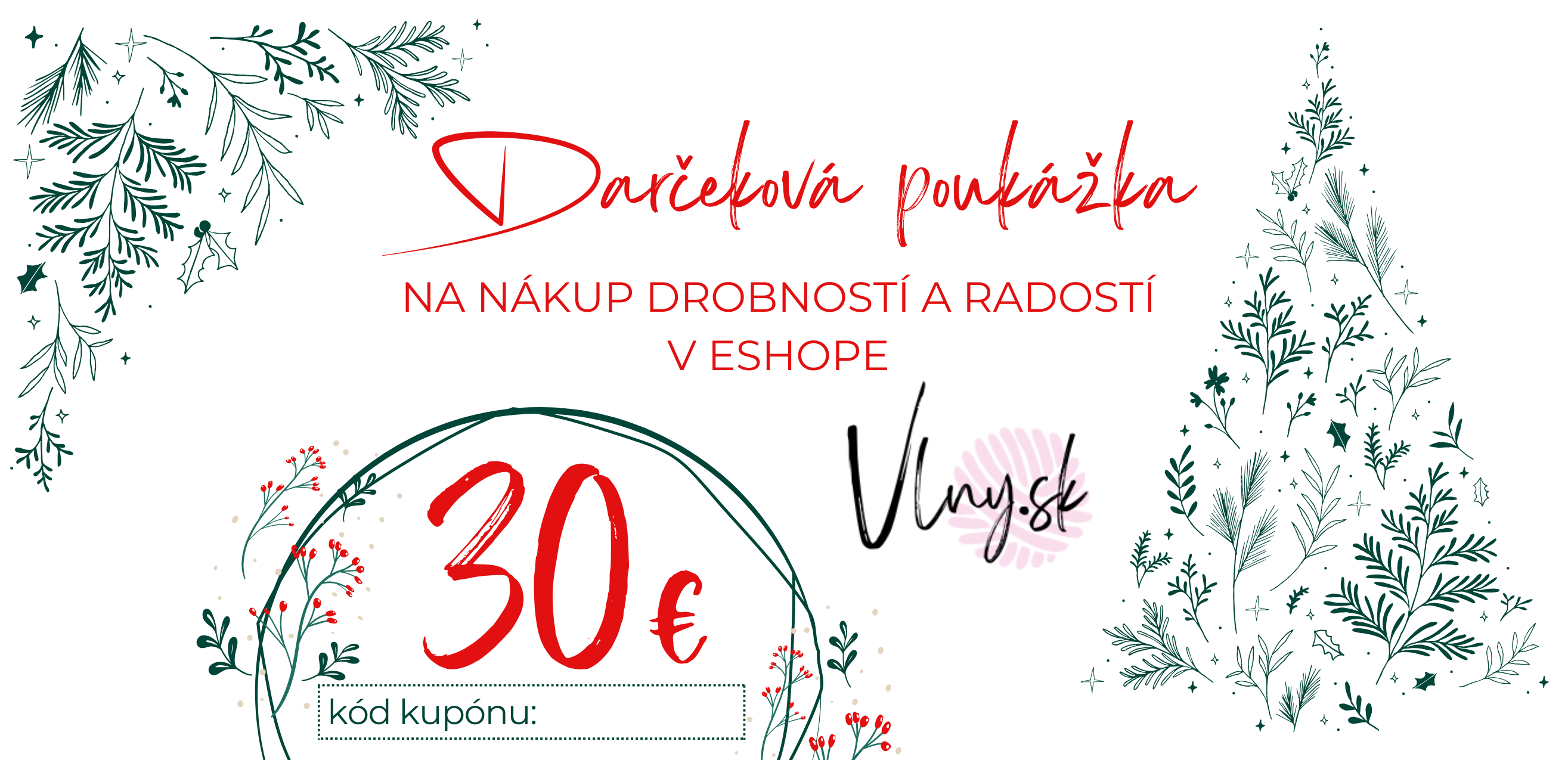 Elektronická darčeková poukážka v hodnote 30€ - vianočný dizajn