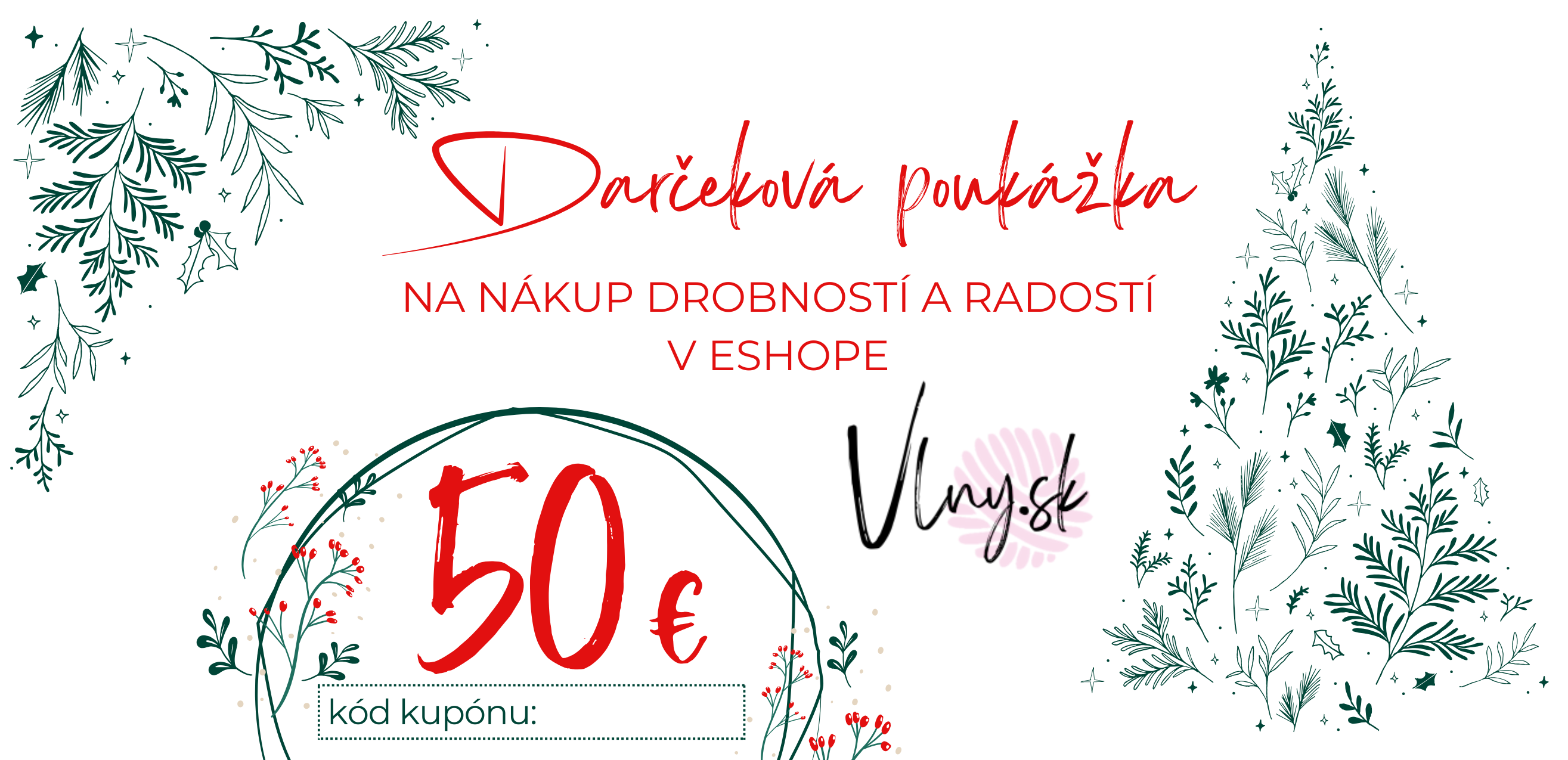 Elektronická darčeková poukážka v hodnote 50€ - vianočný dizajn