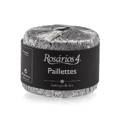 Paillettes R11 - stredne sivá tenká pripletacia priadza s flitrami
