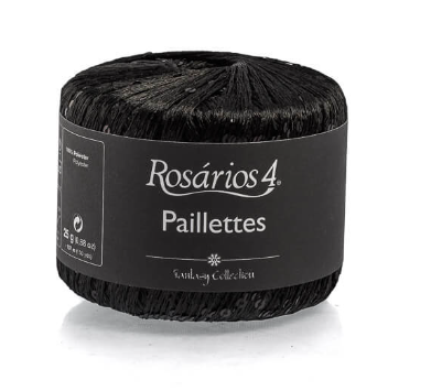 Paillettes R15 - čierna tenká pripletacia priadza s flitrami