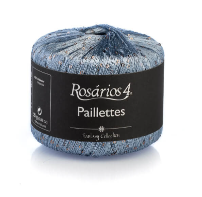 Paillettes R17 - denim modrá tenká pripletacia priadza s flitrami