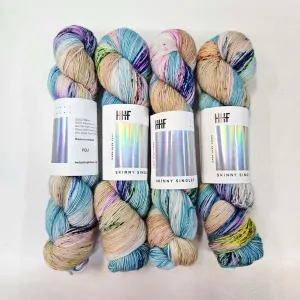 HHF Skinny Singles - PBJ - modro zemitá ručne farbená merino vlna