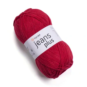 Jeans Plus 90 - červená hrubšia zmesová priadza