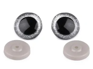 Ø 40mm strieborne glitrové bezpečnostné oči na hračky / pár