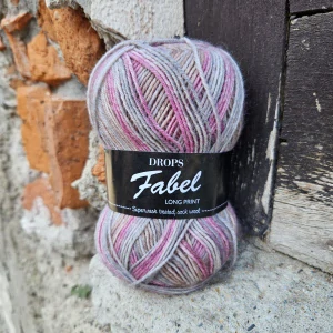 Fabel Long Print 623 - ružovo bežovo sivá melír ponožková vlna