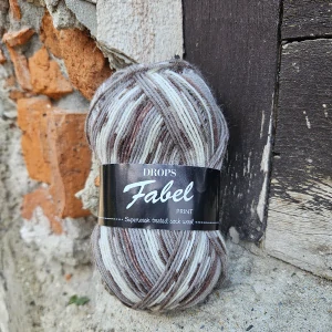 Fabel Print 912 - hnedasá melír ponožková vlna
