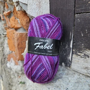 Fabel Print 330 - fialová melír ponožková vlna
