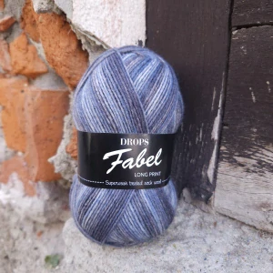 Fabel Long Print 602 - sivo denim melír ponožková vlna