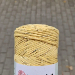 Twisted Macrame Lurex 3mm 764 - žlto zlatý špagát na macrame