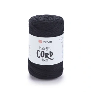 Macrame Cord 3mm 750 - čierna špagátová priadza