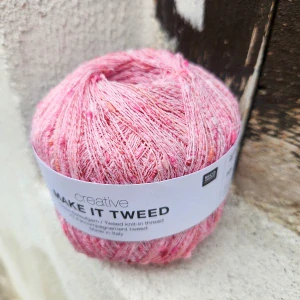 Make It Tweed 003 - ružová tenká pripletacia priadza s nopkami