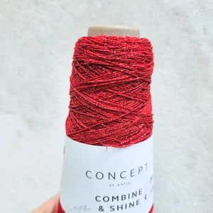 Combine and Shine 90 - červená lesklá priadza (aj na pripletanie)