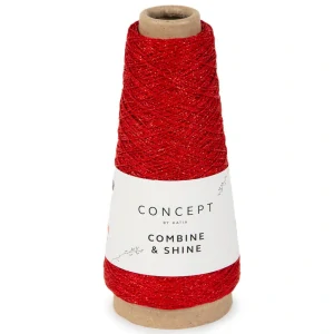 Combine and Shine 90 - červená lesklá priadza (aj na pripletanie)