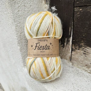 Fiesta Print 25 - svetlá s modro žltými šprickami striekaná (nielen) ponožková vlna