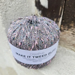 Make It Tweed GLITZ 003 - ružovo lesklá farebná tenká pripletacia priadza s nopkami