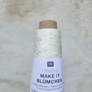 Make It Blümchen 004 - smotanová tenká pripletacia priadza s flitrami