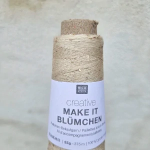 Make It Blümchen 005 - bežová maslová tenká pripletacia priadza s flitrami