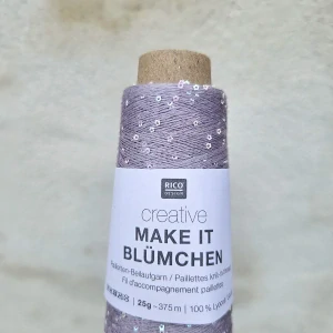 Make It Blümchen 010 - fialková tenká pripletacia priadza s flitrami