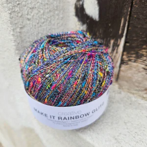 Make It Rainbow GLITZ 002 - lesklá svetlo farebná tenká pripletacia priadza s nopkami