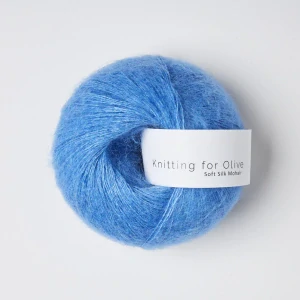 iba 2ks! Soft Silk Mohair - Poppy Blue - jasná modrá tenká priadza z mohéru a hodvábu