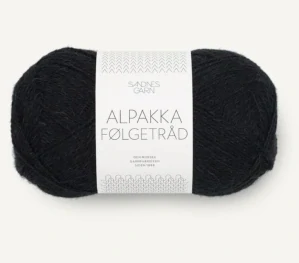 Alpakka Følgetråd - 1099 čierna tenučká pripletacia vlna zo 100% alpaky