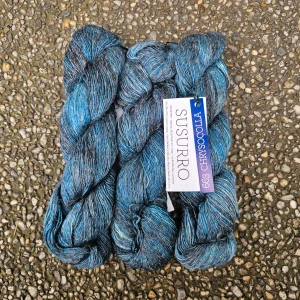 Susurro - 663 Chrysocolla - denim sivo modrastá priadza z morušového hodvábu, ľanu a merina