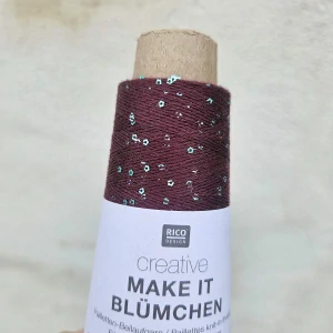 Make It Blümchen 016 - vínová tenká pripletacia priadza s flitrami