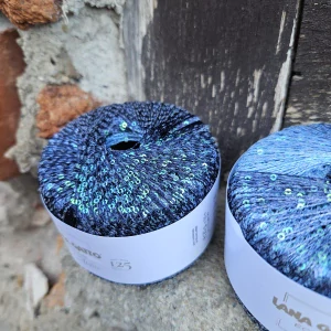 Eclaire 31099 - petrolejovo modrá pripletacia priadza s flitrami