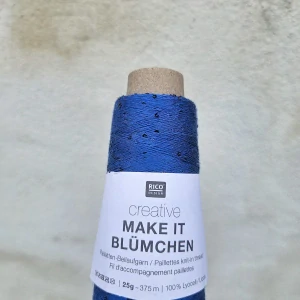 Make It Blümchen 020 - paríž modrá tenká pripletacia priadza s flitrami