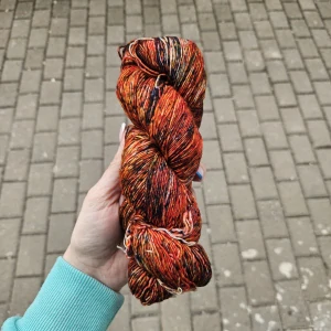 iba 1ks! Mechita - M2 - oranžová ručne farbená 100% merino vlna