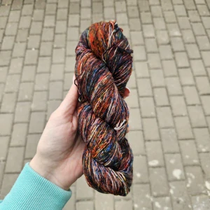 iba 1ks! Mechita - M3 - oranžovo modrá ručne farbená 100% merino vlna